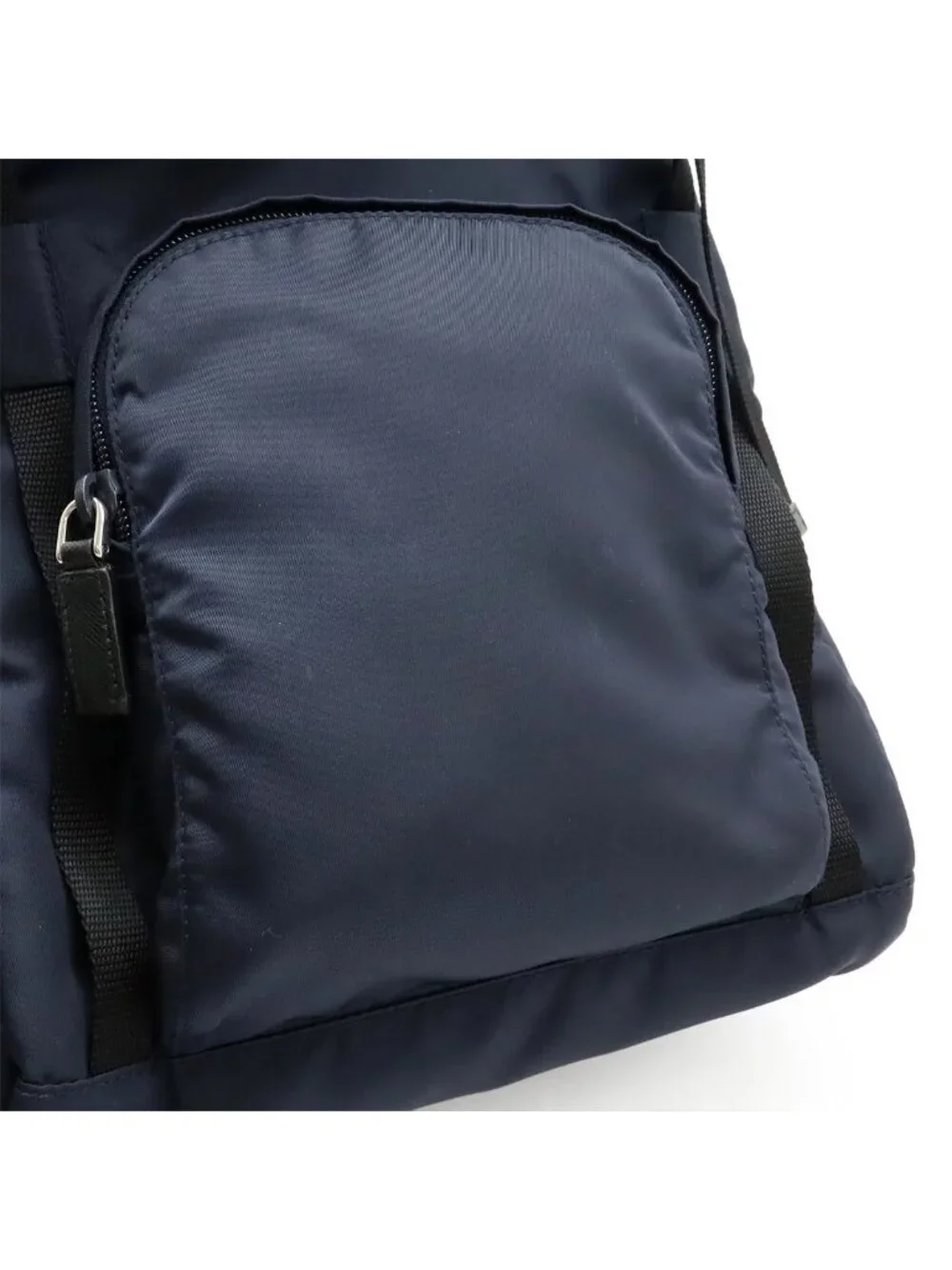 Prada Backpack Shoulder Bag Nylon Leather Blue Nero Black Silver